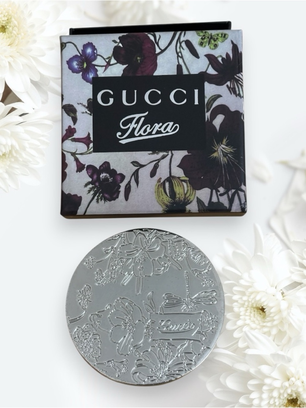 NEW GUCCI Flora Metallic Compact Mirror